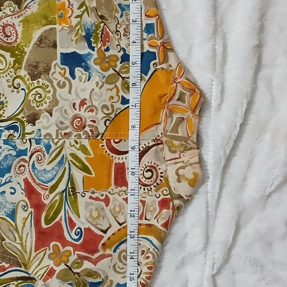 Chico's floral Multicolor Artsy Print button front jacket, SIZE 1, LINED LINEN - Picture 8 of 8